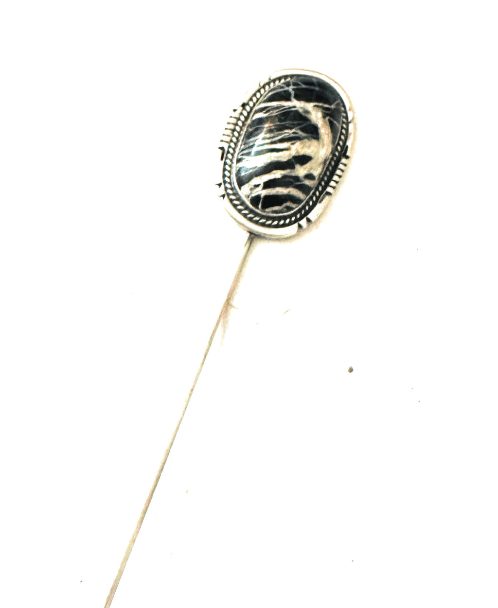 Handcrafted White Buffalo & Sterling Silver Hair Pin