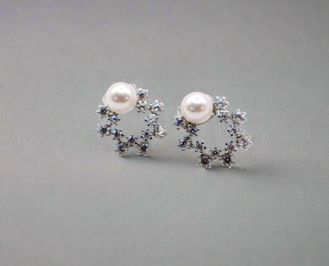 Pearlescent Elegance White Gold Earrings