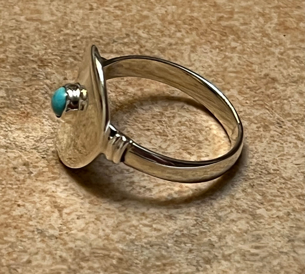 Sterling Silver Disc Ring w/ Turquoise Size 9