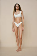 Lily Bikini Bottoms - White Ribbed