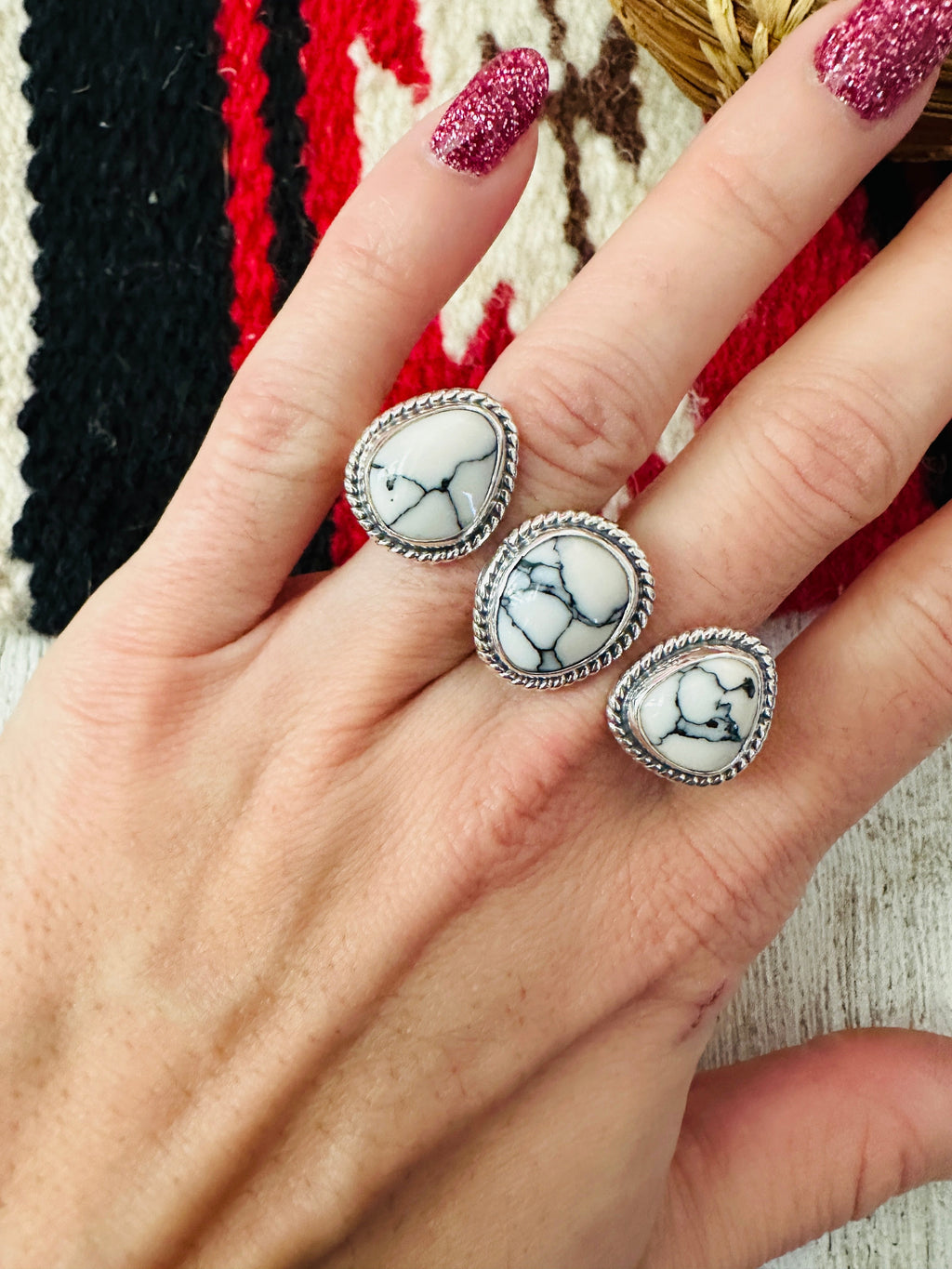 Howlite & Sterling Silver Adjustable Knuckle Ring