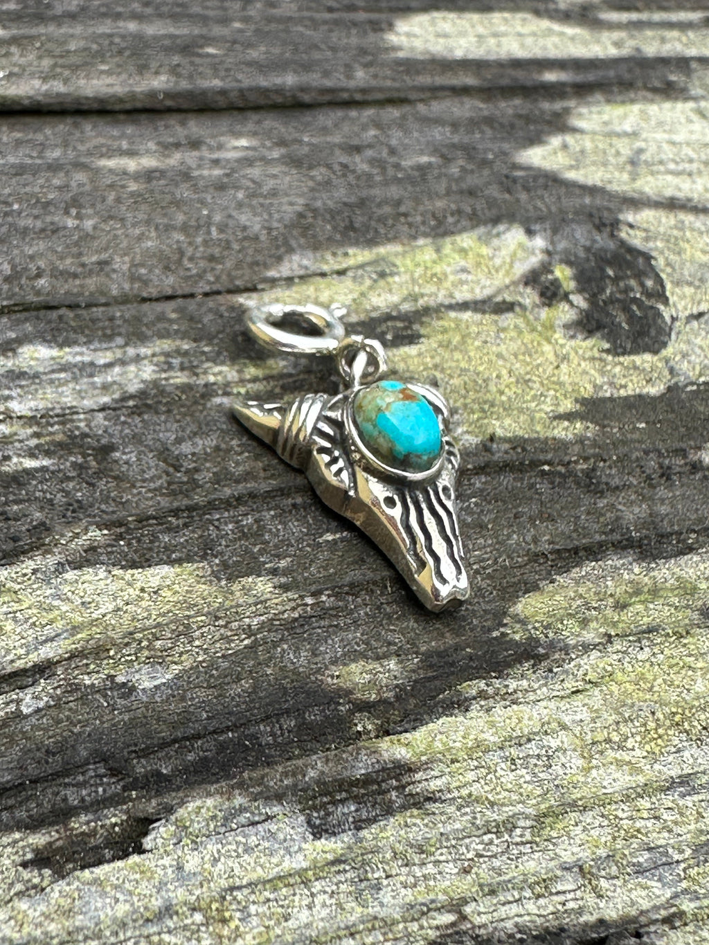 Handmade Sterling Silver and Turquoise Bull/ Steer Head Charm