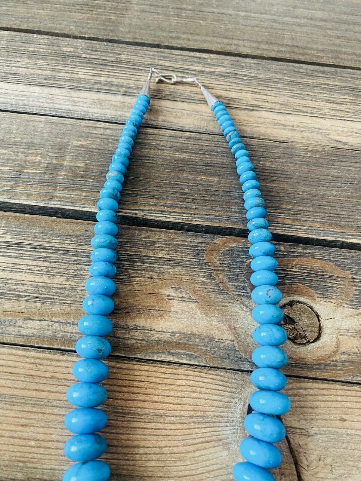 Handcrafted Turquoise & Sterling Silver Tufa Cast Star Beaded Necklace