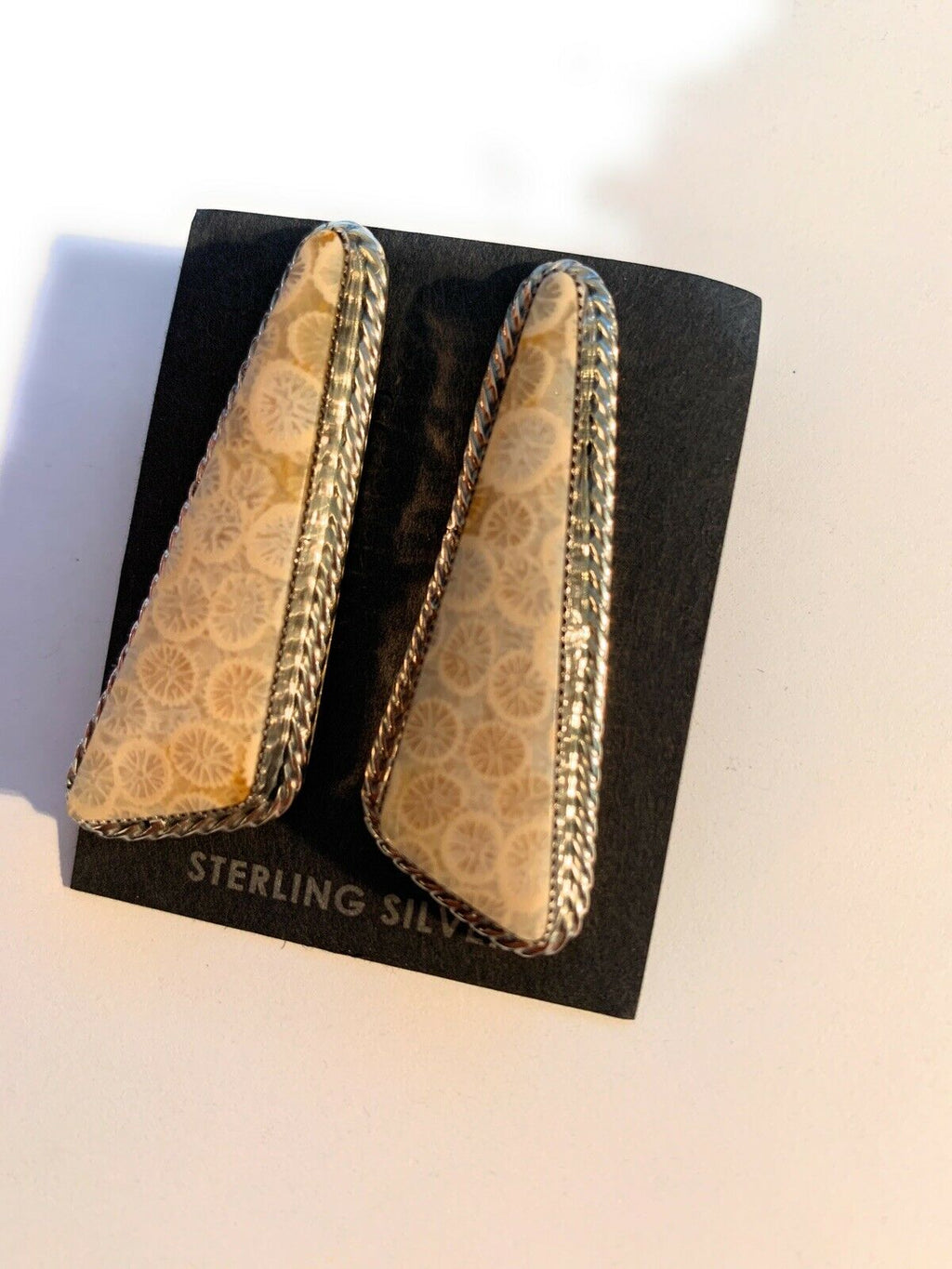 Handcrafted Fossilized Coral & Sterling Silver Studs
