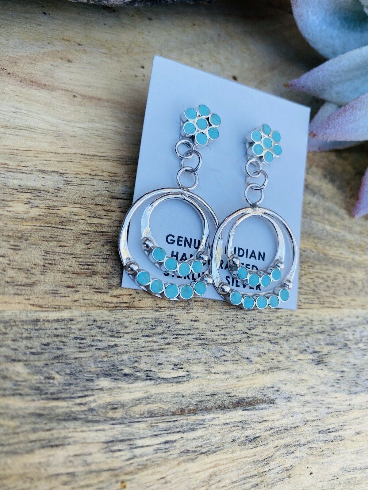 Handcrafted Sterling Silver & Turquoise Dangle Earrings