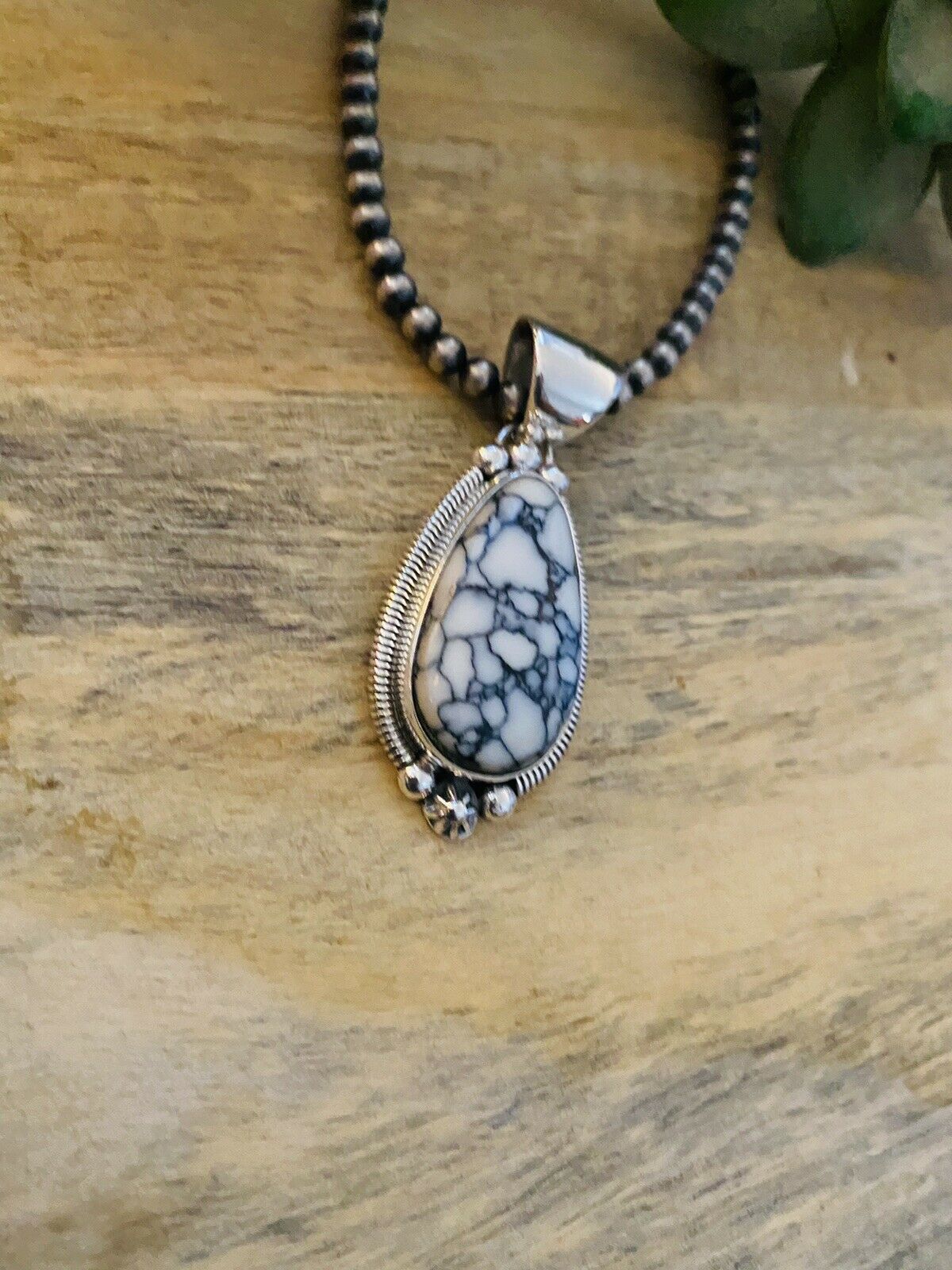Handcrafted Sterling Silver & White Gibbsite Pendant