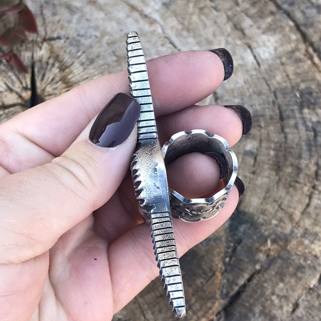 Handcrafted Sterling Silver Longhorn Cattle Steer Head Statement Ring