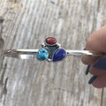 Handcrafted Multi Stone Malachite and Sterling Silver Bracelet Cuff Artist V. S