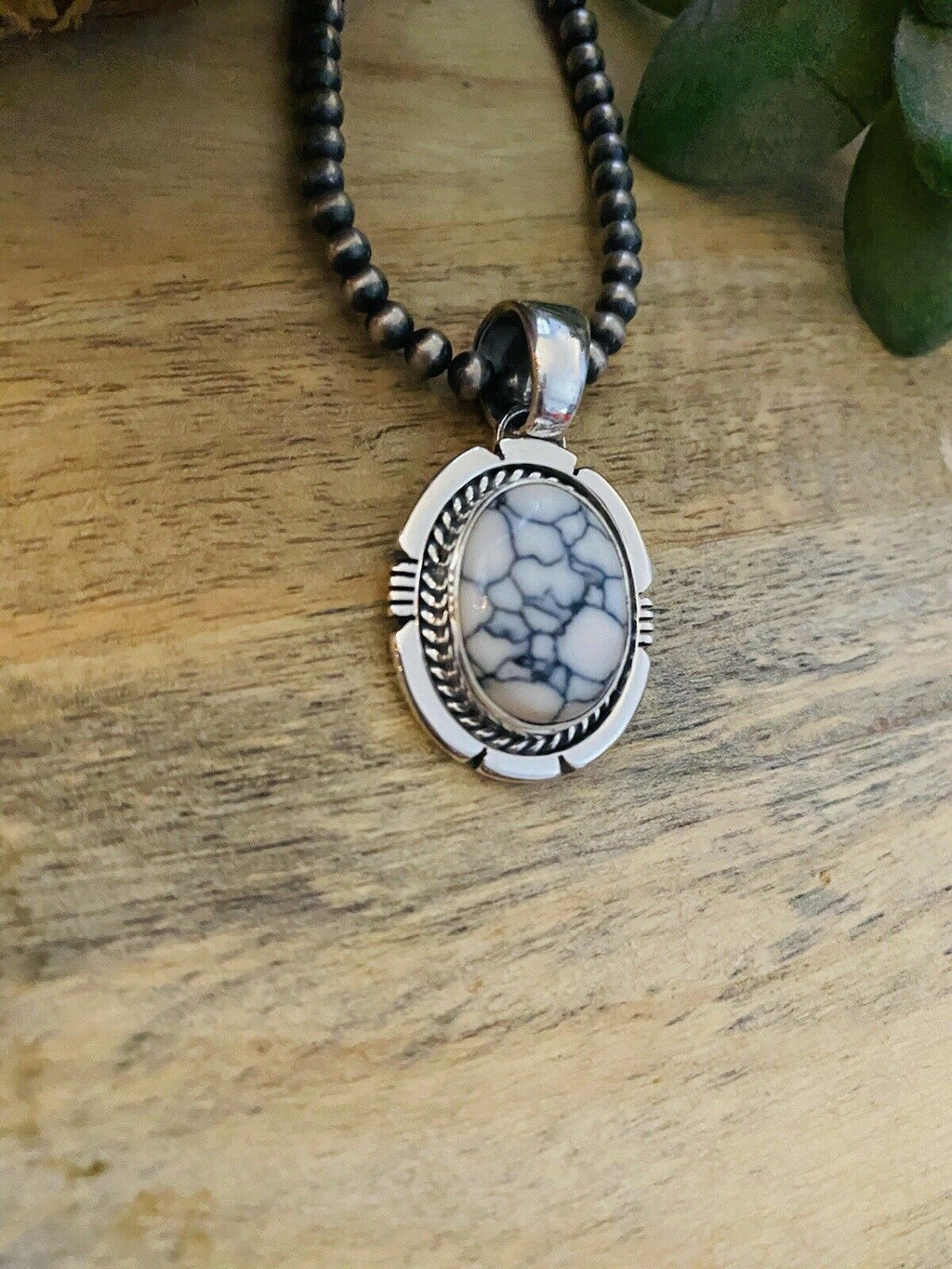 Handcrafted Sterling Silver & White Gibbsite Pendant
