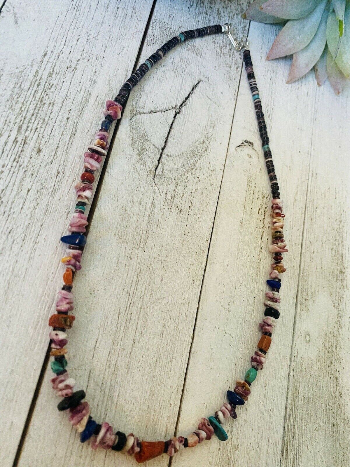 Multi Stone & Heishi Beaded 18 Inch Necklace