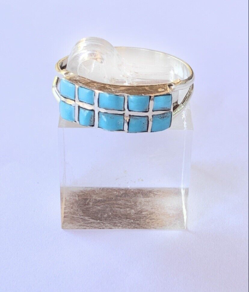 Handcrafted Sterling Silver Double Turquoise 10 Stone Stacker Ring