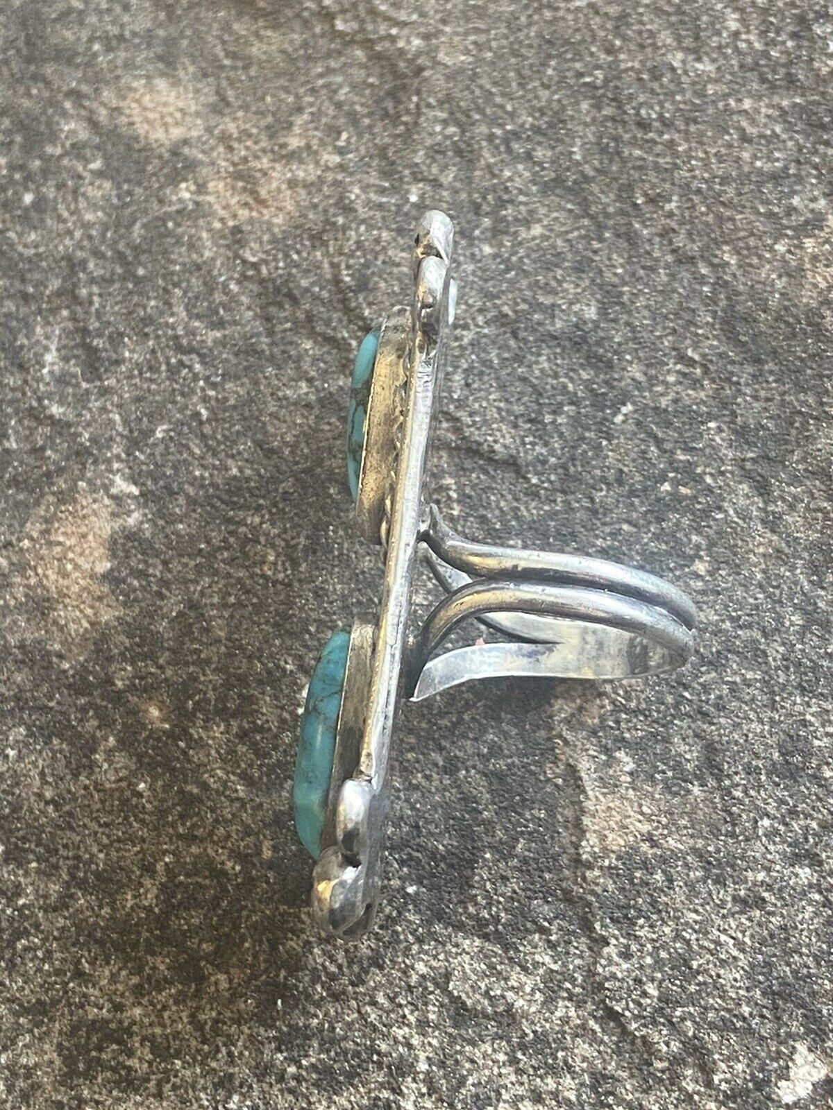 Handcrafted Turquoise & Sterling Silver Ring Sz 5.5