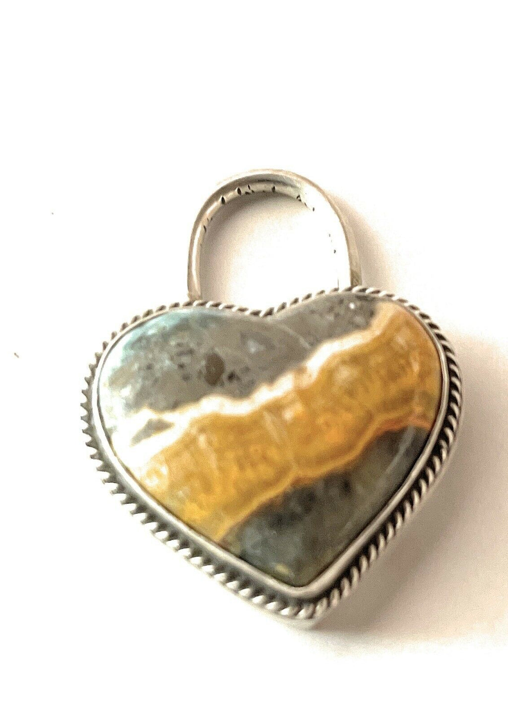 Handcrafted Bumblebee  & Sterling Silver Heart Pendant Signed
