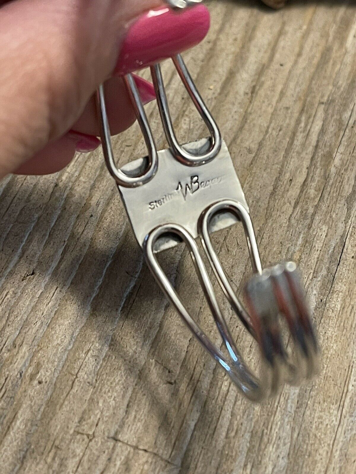 Handcrafted Spiny Sterling Silver  Bracelet Loop Cuff Stamped Begay