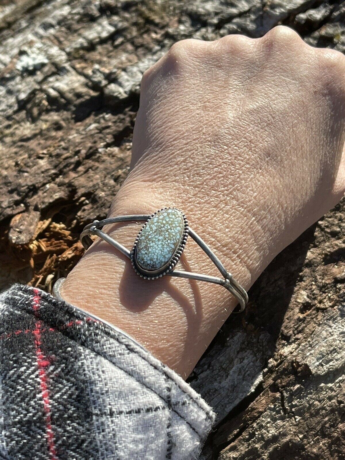 Handcrafted Sterling Silver & Number 8 Turquoise Signed Cuff Signed S.Cooke