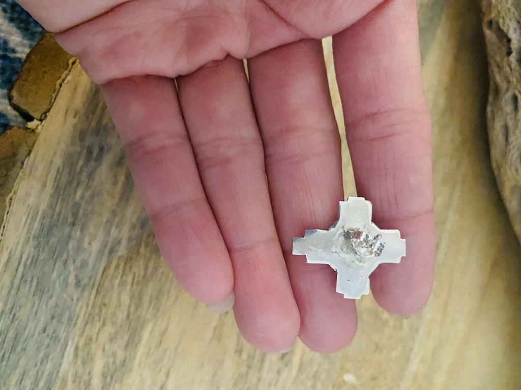 Handcrafted Sun Face Multi Stone And Sterling Cross Stud Earrings