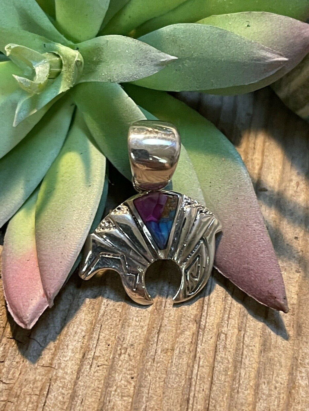Handcrafted Pink Dream Mojave & Sterling Silver Bear Pendant