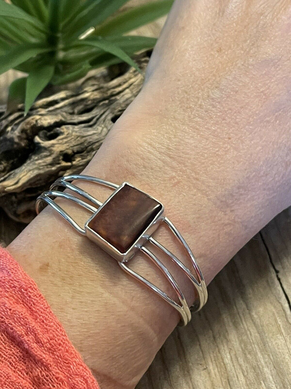 Handcrafted Spiny Sterling Silver  Bracelet Loop Cuff Stamped Begay