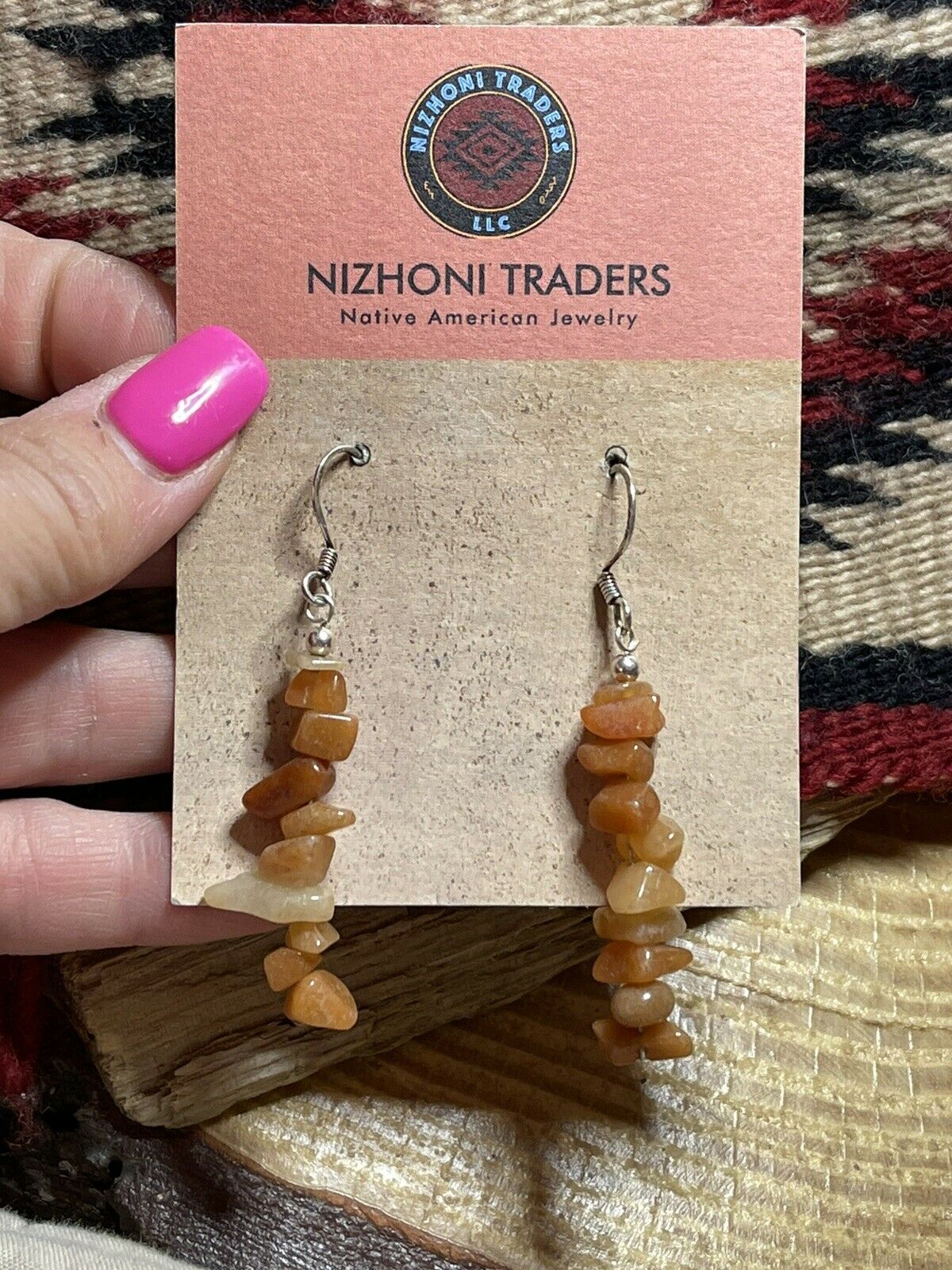 Sterling Silver Cream Quartz Chip Dangle Earrings
