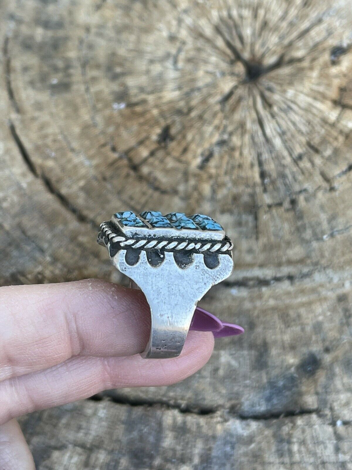 Handcrafted Unisex Turquoise Sterling Silver Statement Ring Sz 10.5