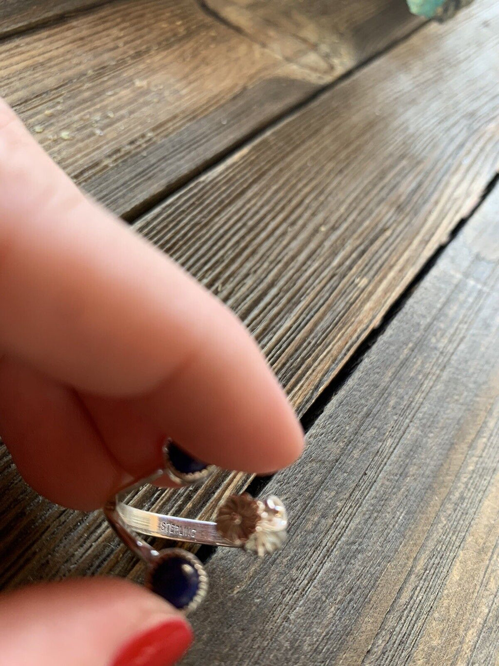 Handcrafted Lapis Sterling Silver Adjustable Flower Ring