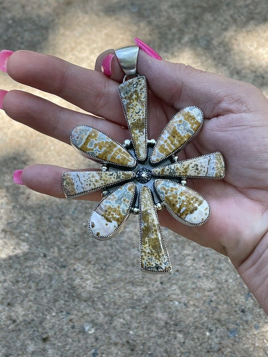 Handcrafted Sterling Silver Jasper Jumbo Cluster Pendant