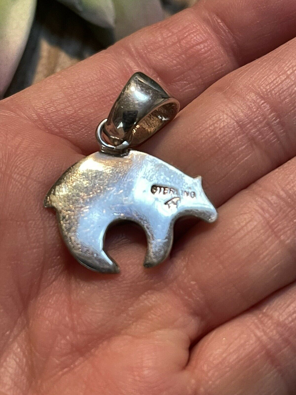 Handcrafted Pink Dream Mojave & Sterling Silver Bear Pendant