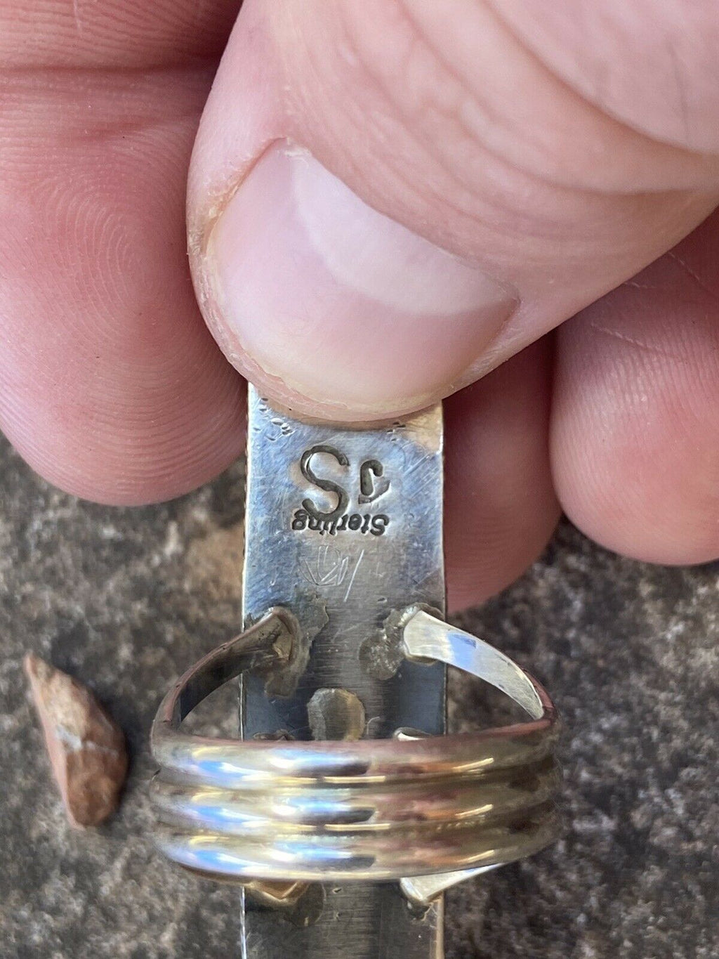 Handcrafted Spiny Oyster & Sterling Silver Ring Size 8.5  Signed
