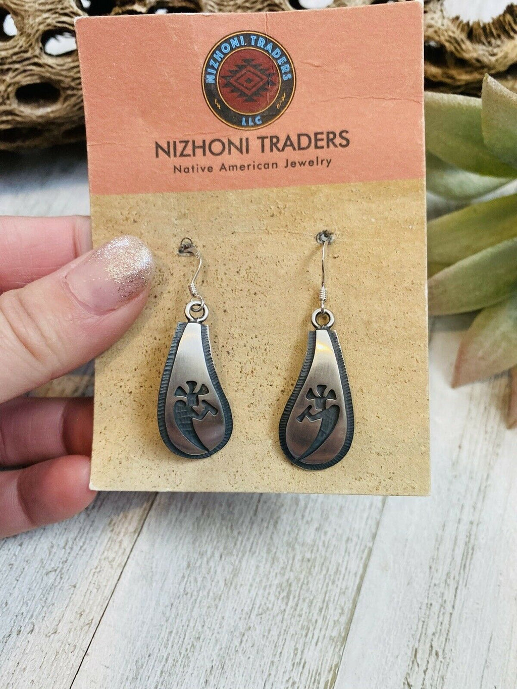Handcrafted Sterling Silver Kokopelli Dangle Earrings