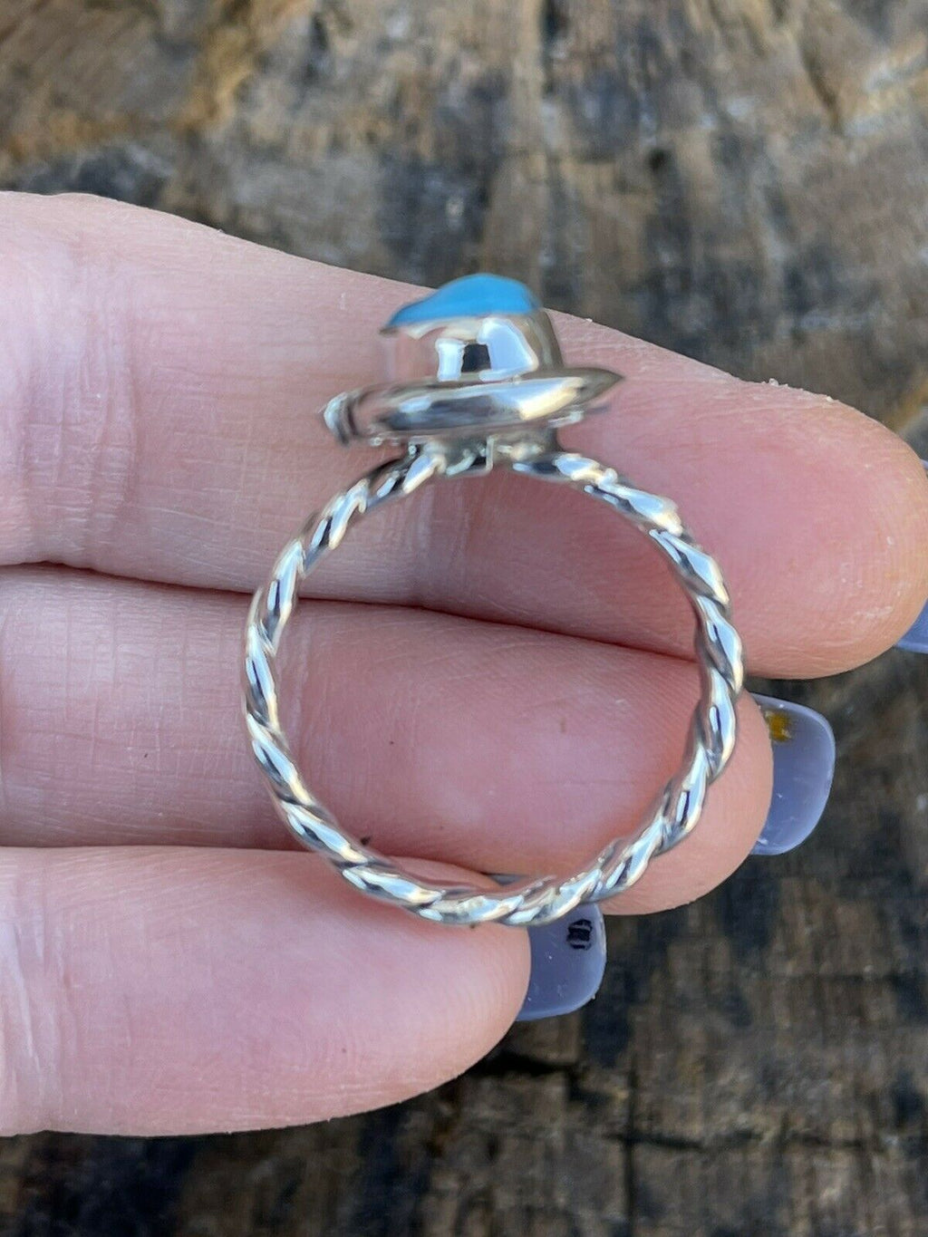 Handcrafted Sterling Silver Kingman Turquoise Rope Ring