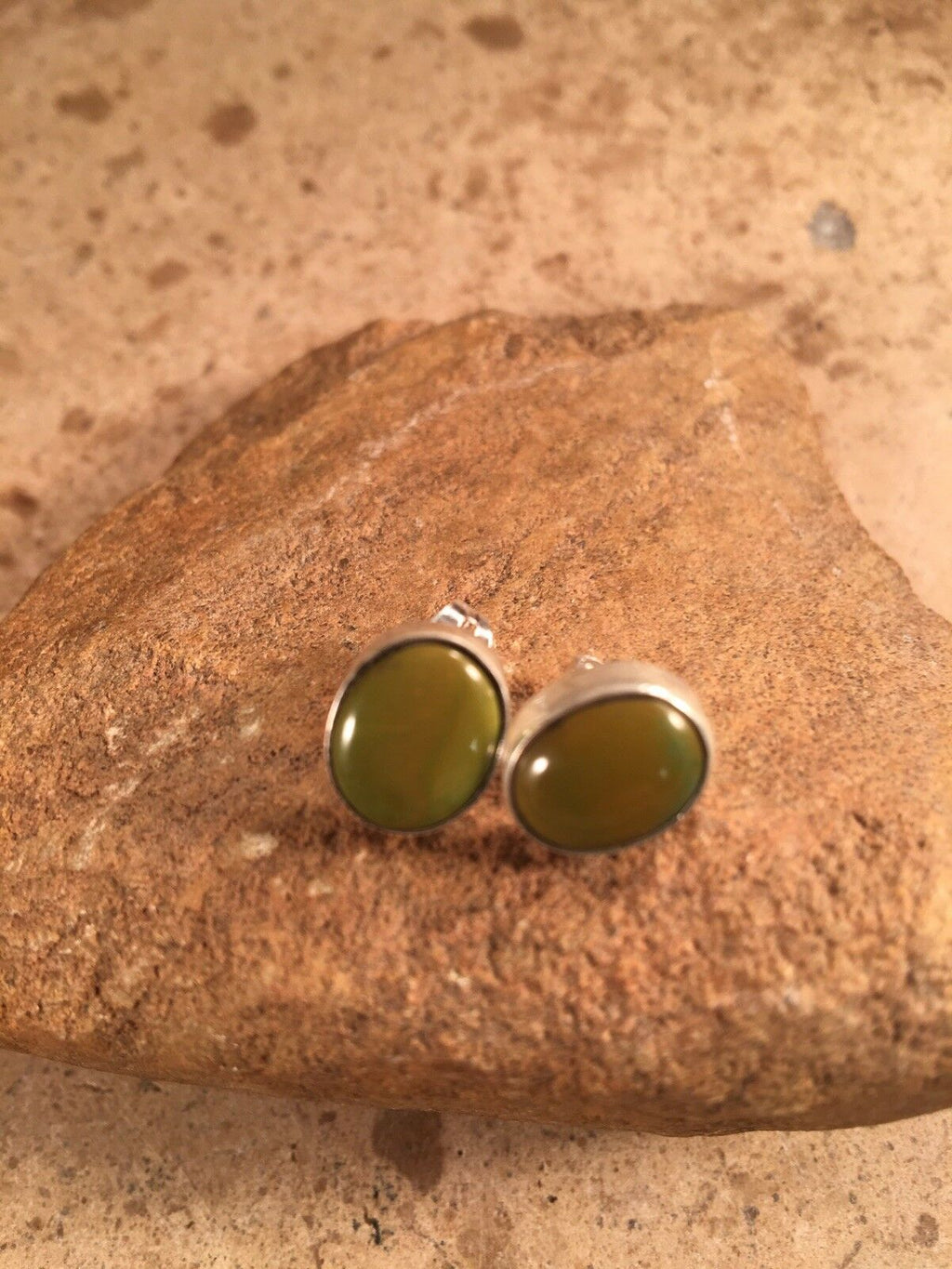Handcrafted Turquoise and Sterling Silver Studs Signed
