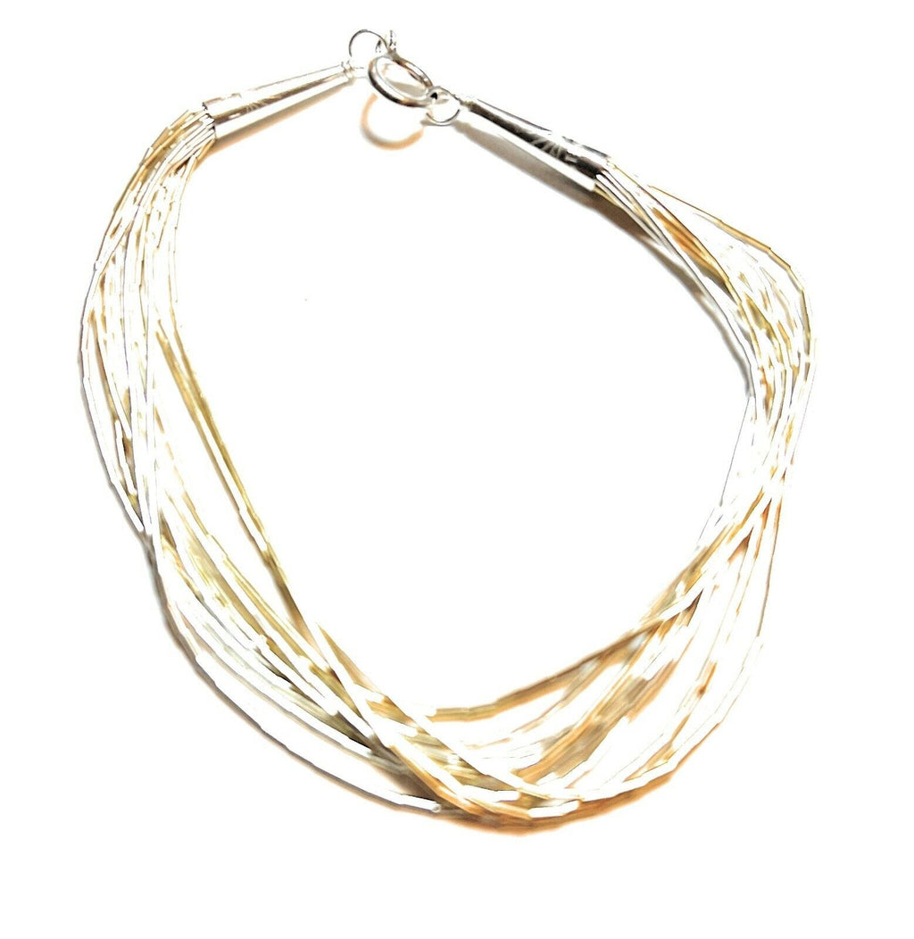 Handcrafted Delicate Liquid Silver Two Tone Bracelet