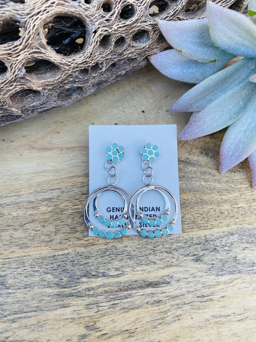 Handcrafted Sterling Silver & Turquoise Dangle Earrings