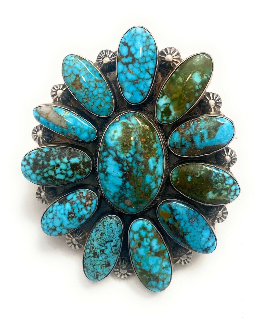 Handcrafted Kingman Web Turquoise & Sterling Silver Ring Size 9 By Kathleen Chavez