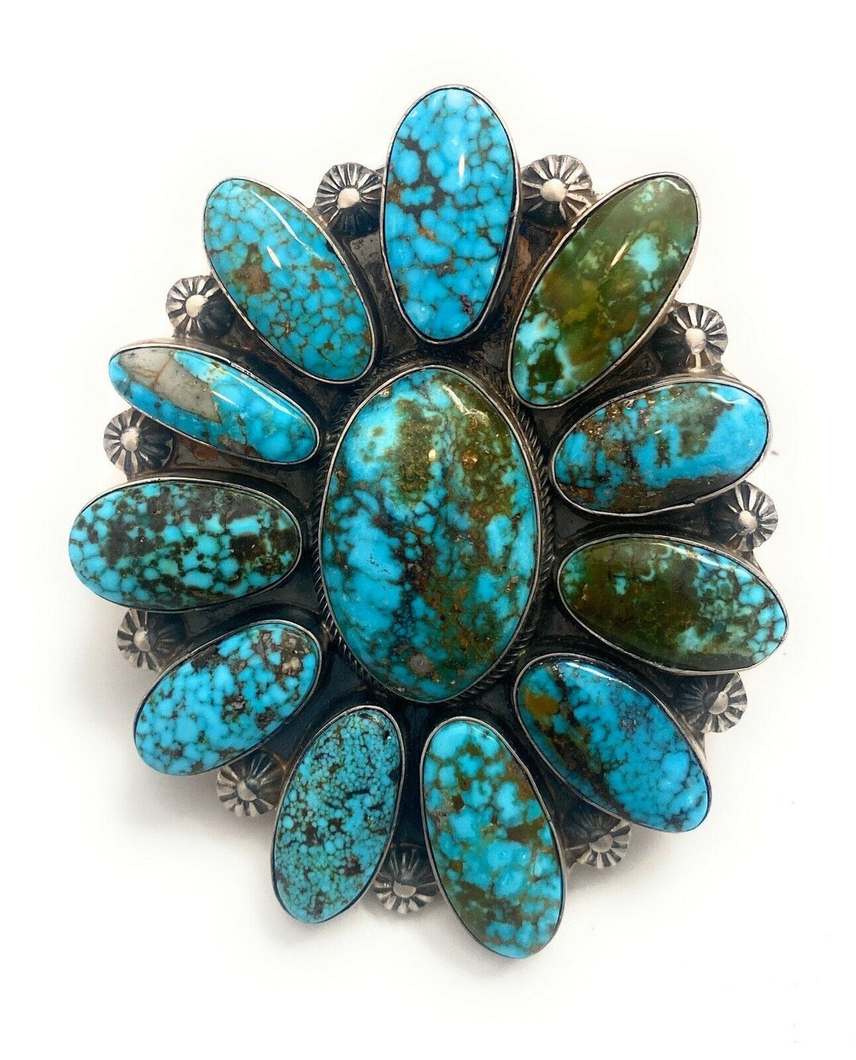 Handcrafted Kingman Web Turquoise & Sterling Silver Ring Size 9 By Kathleen Chavez