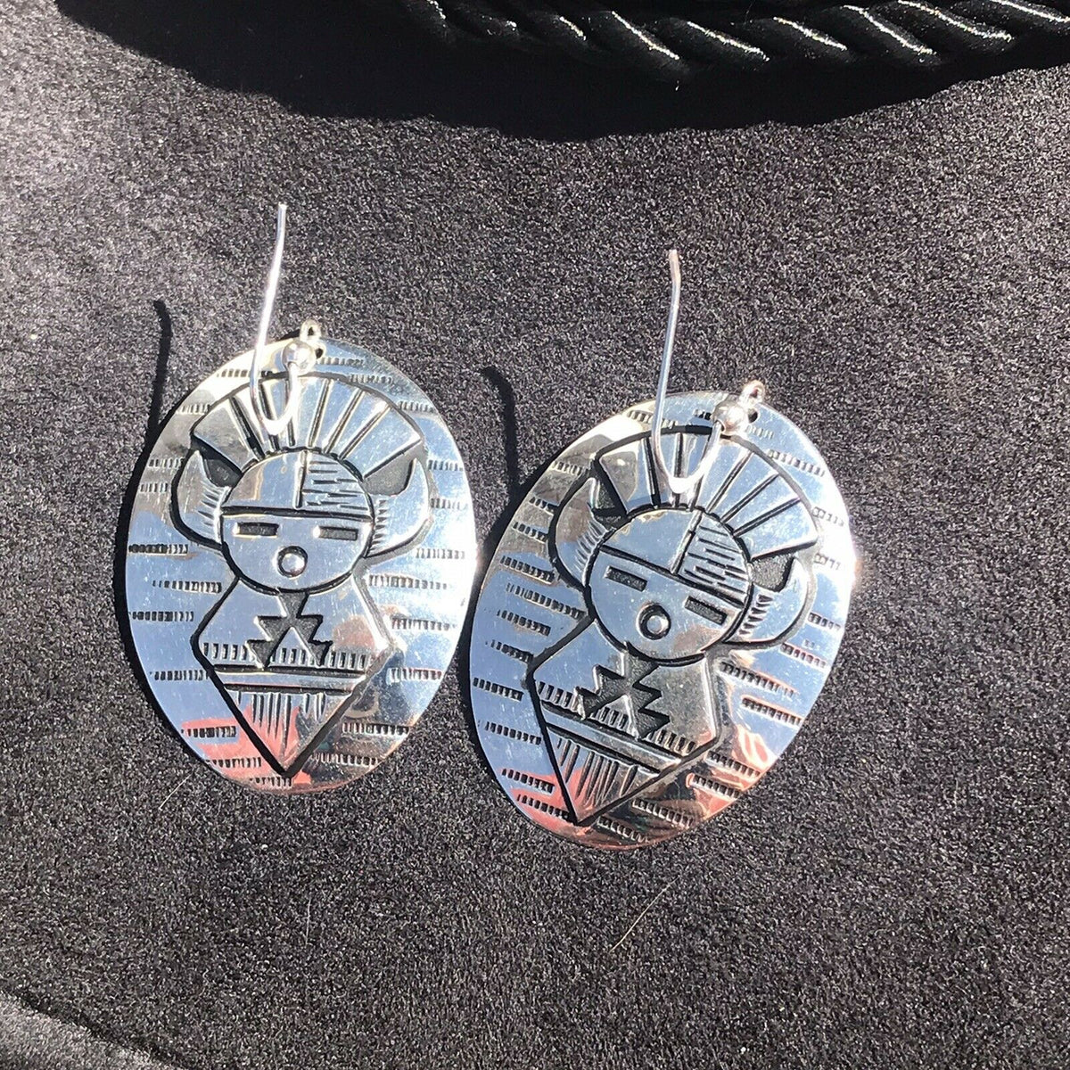 Handcrafted Sterling Silver Etched Hand Stamped Dangle Earrings