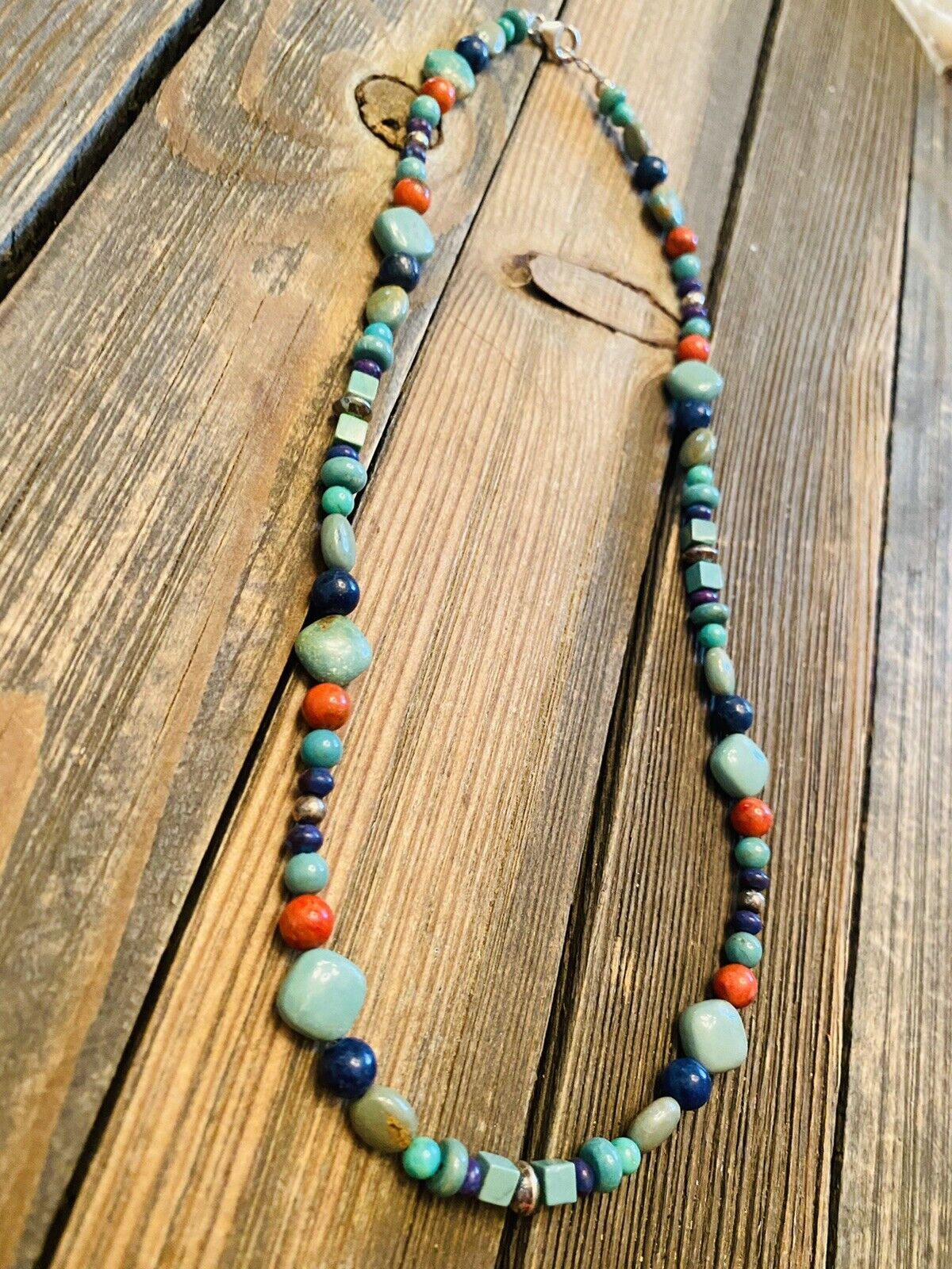 Sterling Silver & Multi Stone Beaded Necklace