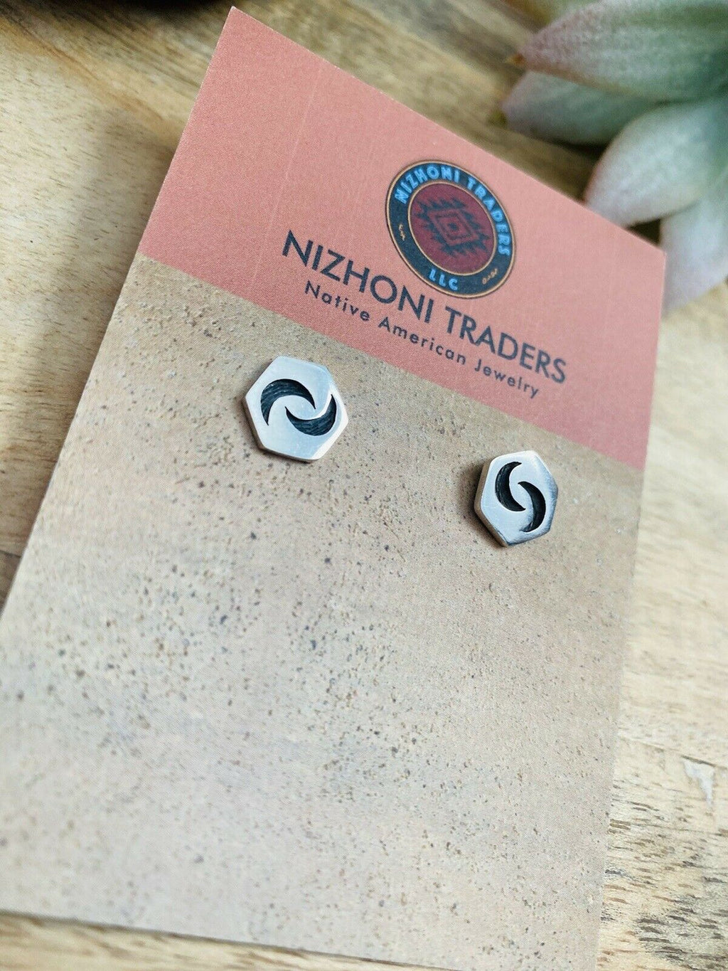 Handcrafted Overlaid Sterling Silver Moon Stud Earrings