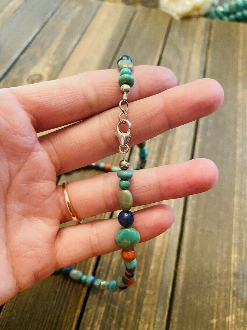 Sterling Silver & Multi Stone Beaded Necklace