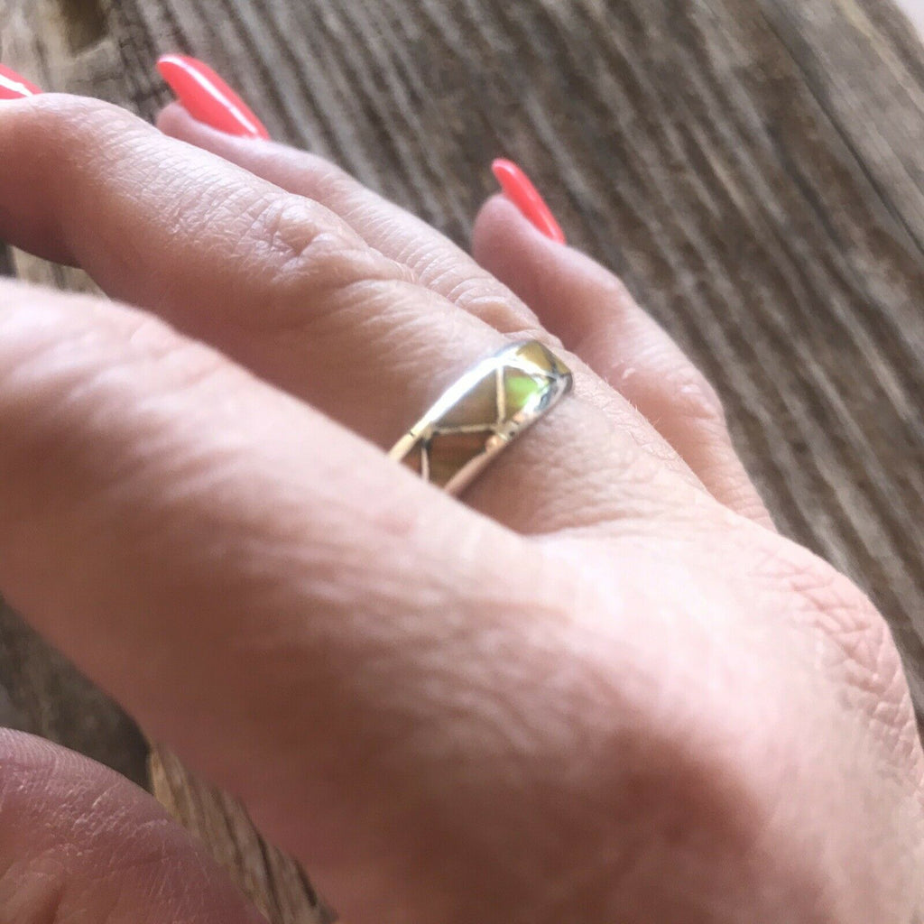 Handcrafted Sterling Silver Yellow Opal Band Ring