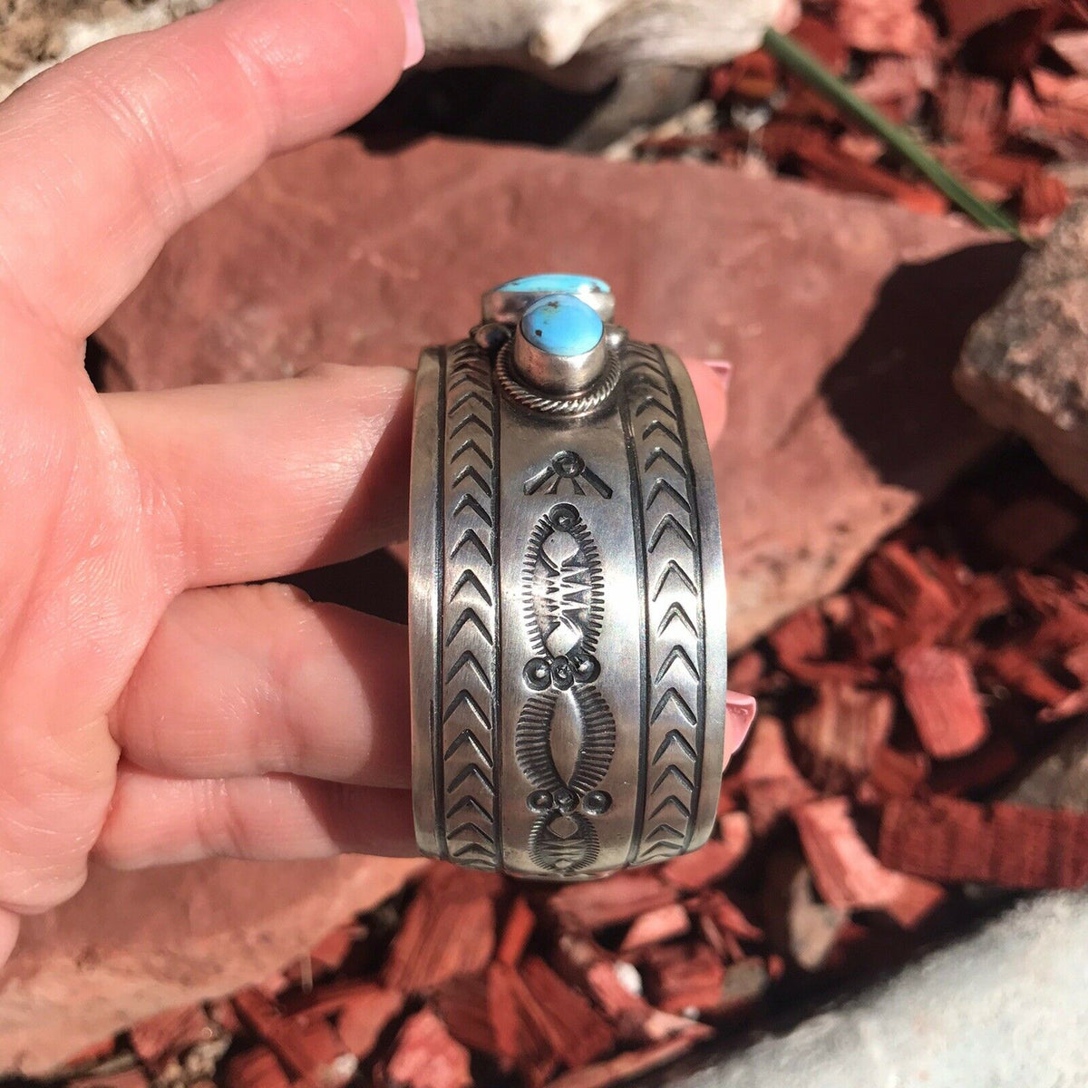 Handcrafted Golden Hill Turquoise & Sterling Silver Cuff