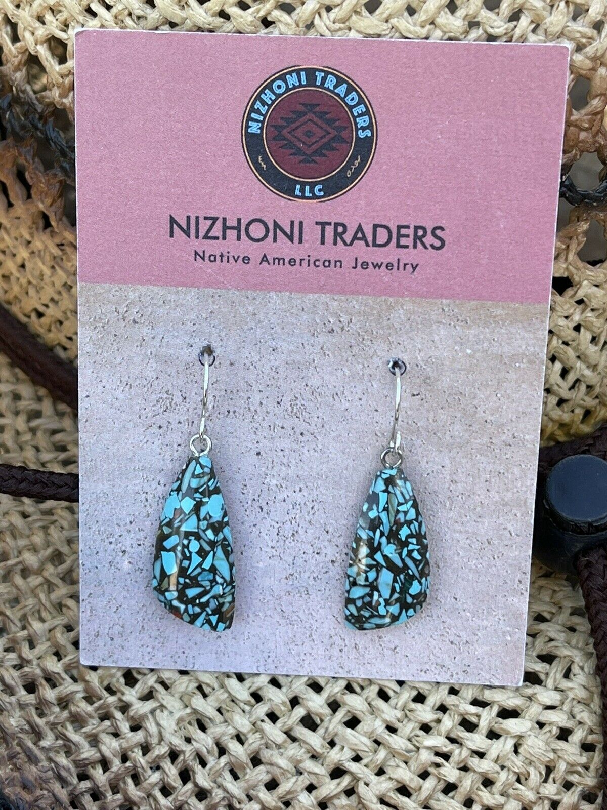 Handcrafted Multi Stone Turquoise Sterling Silver Dangle Earrings