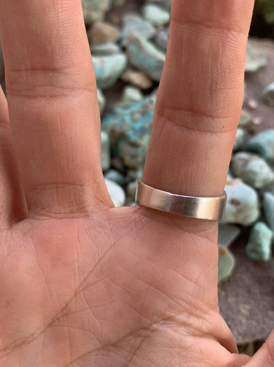 Handcrafted Turquoise & Stamped Sterling Silver Ring