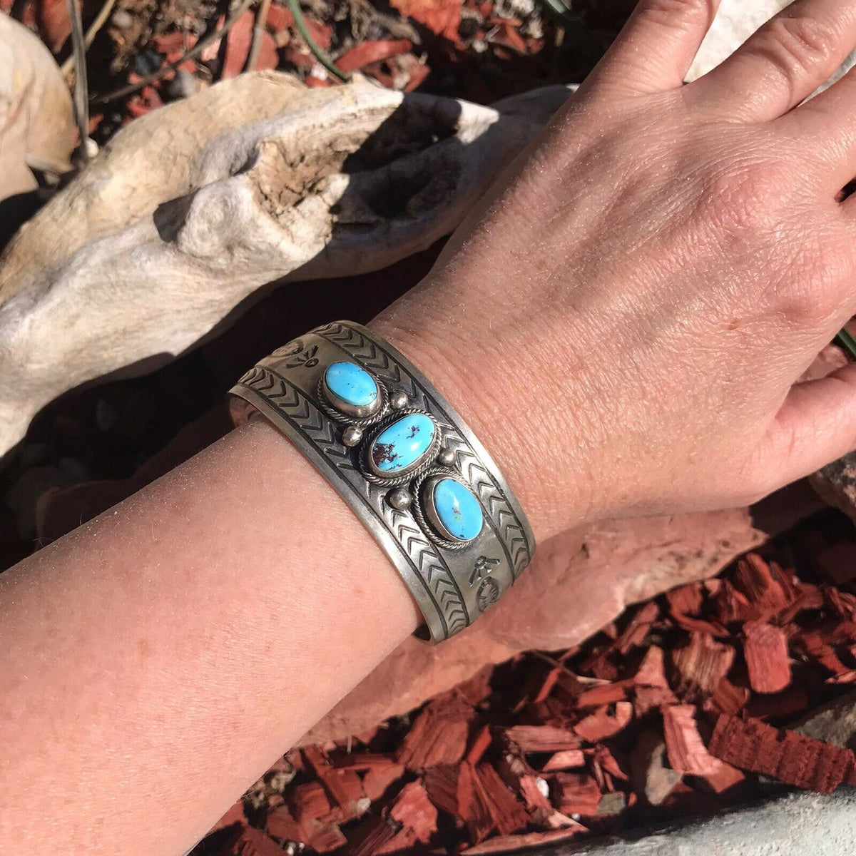 Handcrafted Golden Hill Turquoise & Sterling Silver Cuff