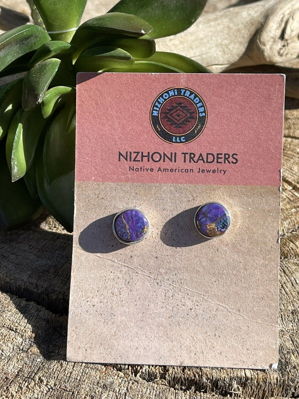 Handcrafted Sterling Silver Purple Dream Post Earrings Signed