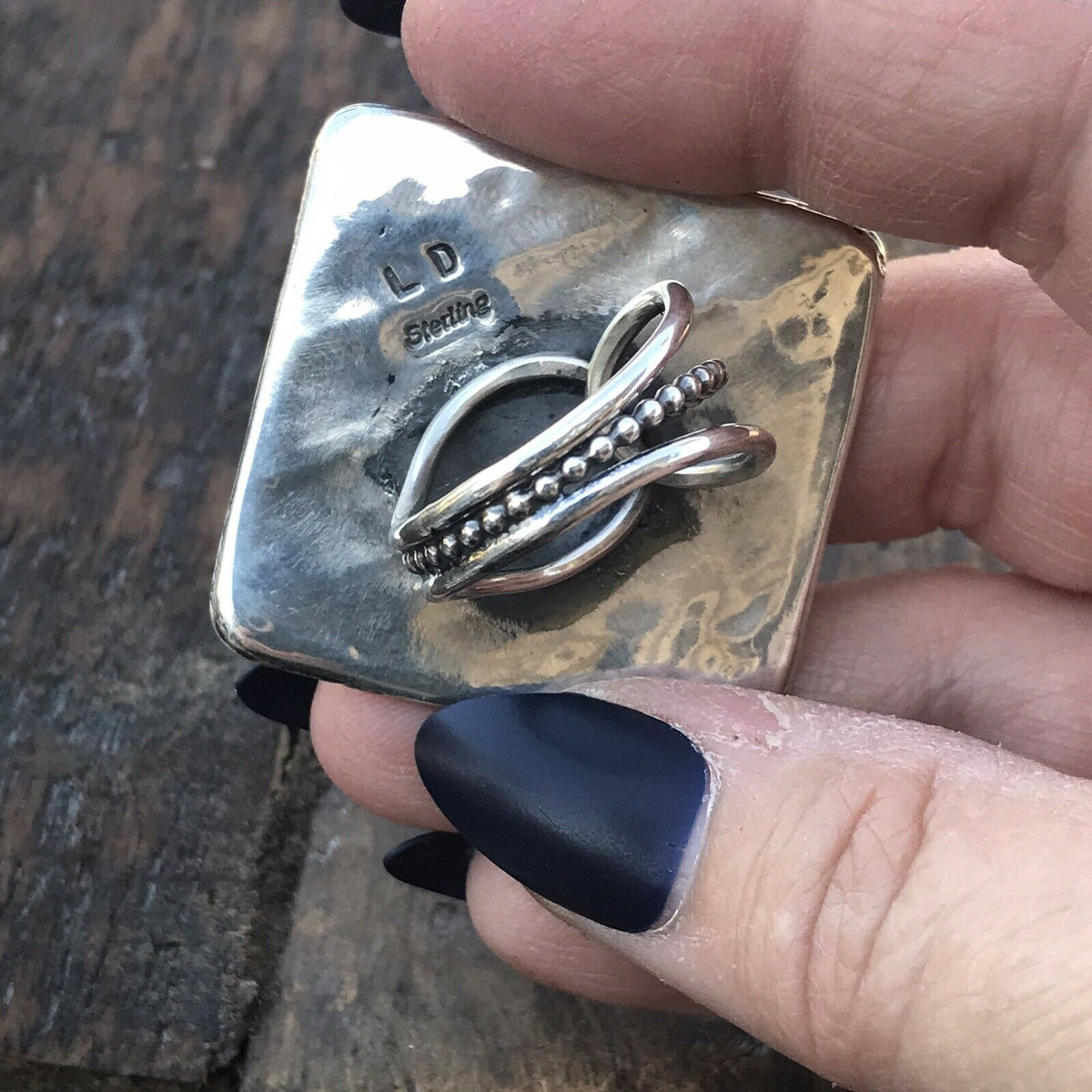 Handcrafted Multi Stone &  Sterling Silver Statement Ring Size 8