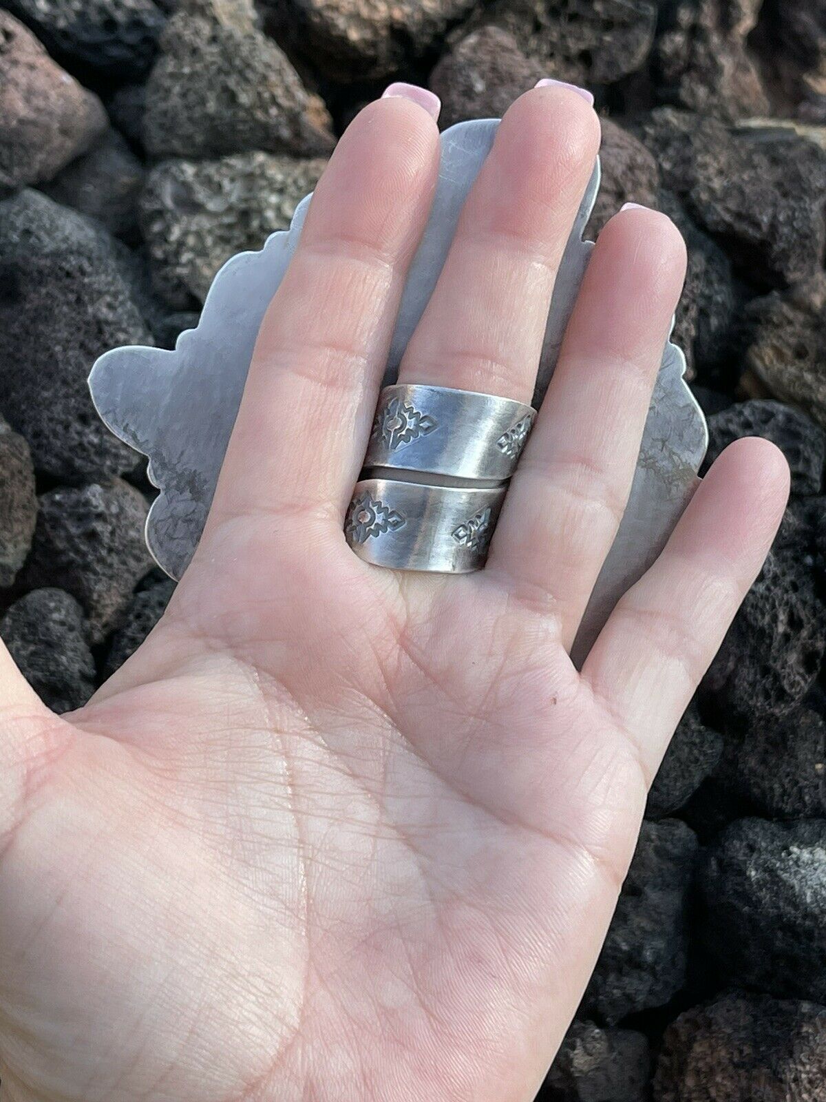 Handcrafted Sterling Silver Coin & Kingman Turquoise Adjustable Ring