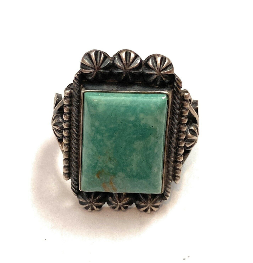 Handcrafted Royston Turquoise & Sterling Silver Ring Size 12