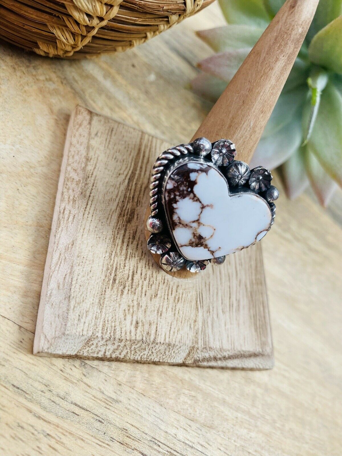 HandyWild Horse And Sterling Silver Heart Ring Size 10