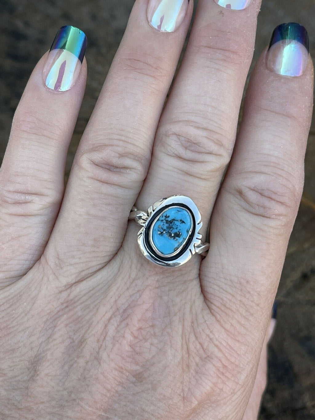Handcrafted Sterling Silver Kingman Turquoise Rope Ring